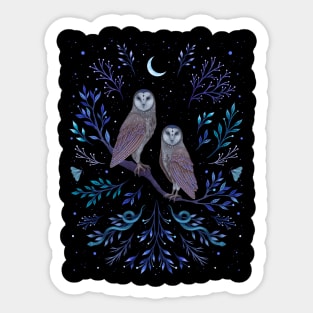 Owls in the Moonlight Sticker